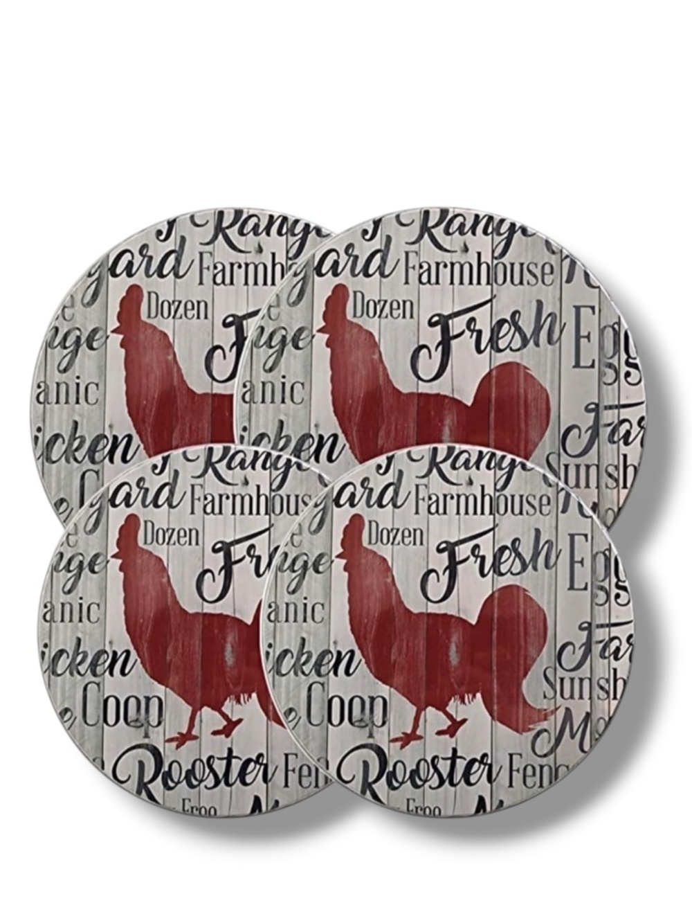 Range Kleen Burner Covers Farmhouse Rooster ChicKen Decor Set of 4 White Red